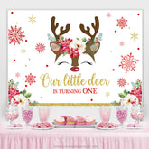 Wenig Reh Ist Drehen Eins Schneeflocke Geburtstag Hintergrund